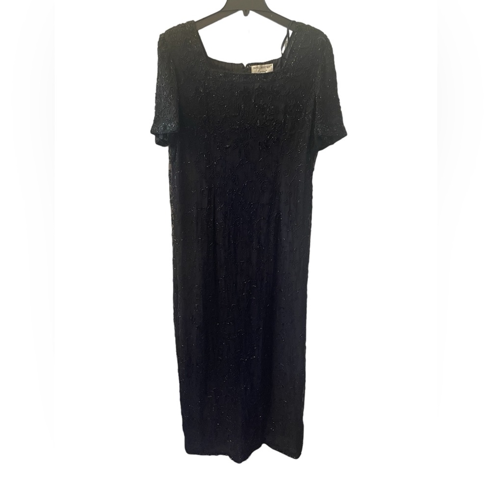Vintage Papell Boutique black beaded evening gown size 18